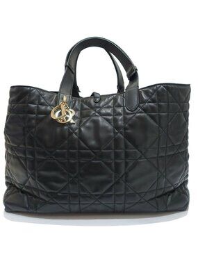 Dior Toujour Large Tote Macro Cannage Leather Black Gold
